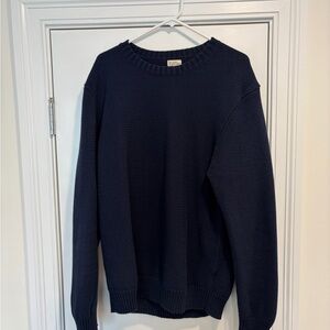 J. Crew Men's Navy Crewneck Textured Knit Sweater